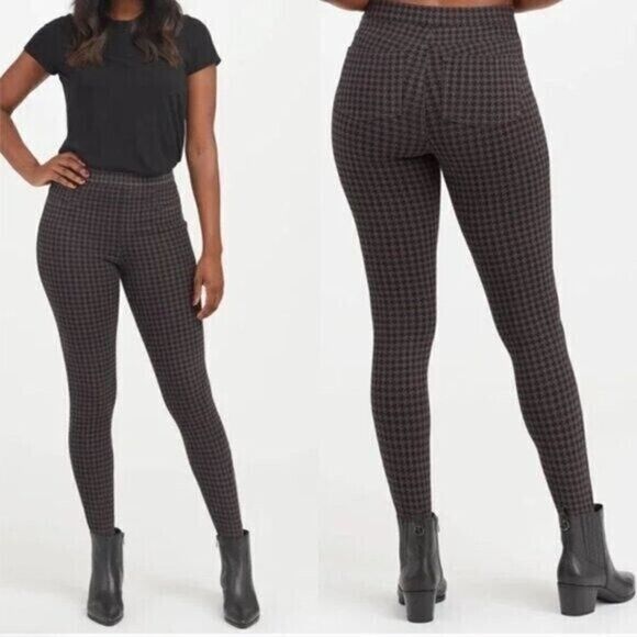 Spanx 20018R Women's Sz S Gray Houndstooth Jean-ish Ankle Legging Jeggings - Picture 1 of 10